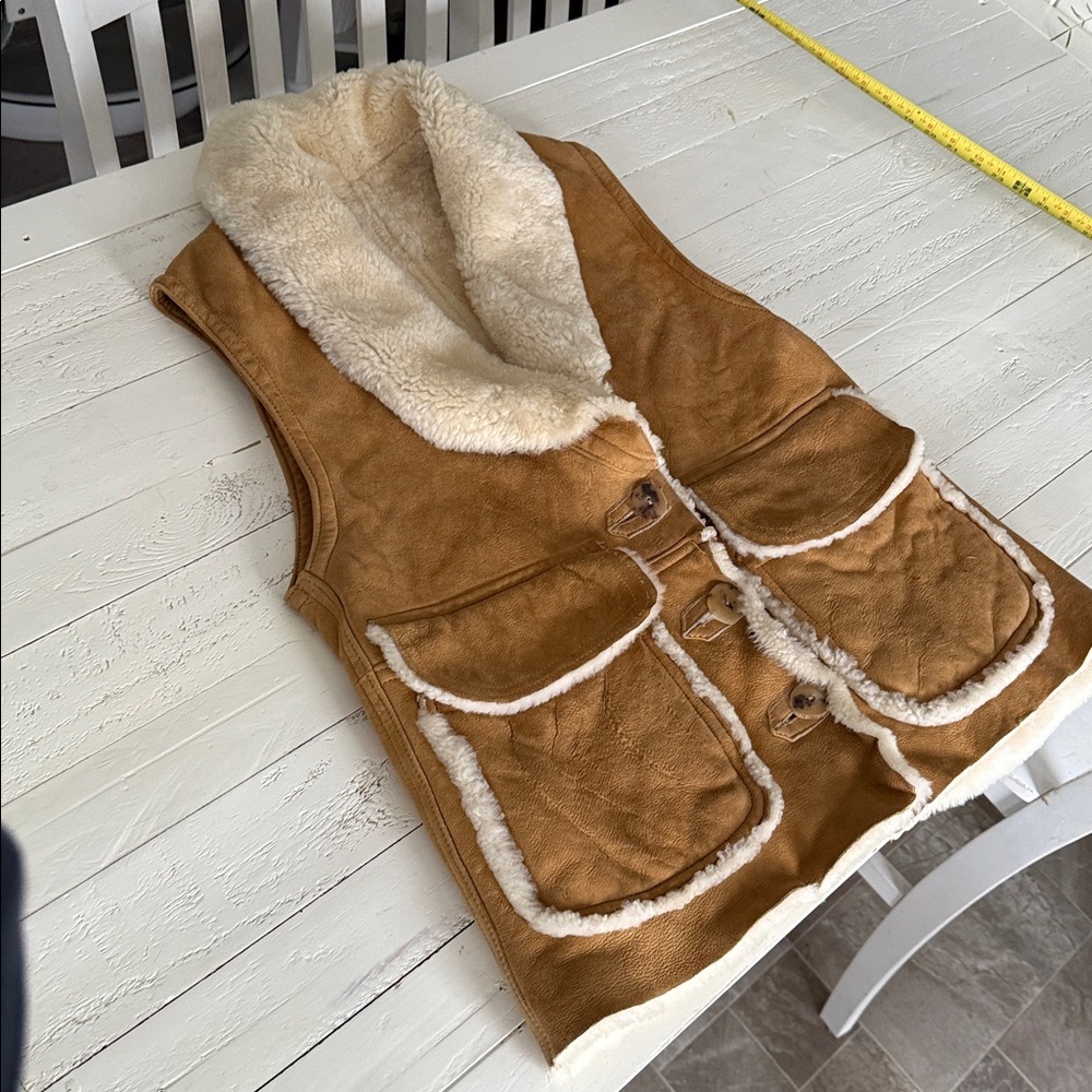 VTG 60s Revillon Sheep Shearling Suede Vest sm mens med woman’s OG